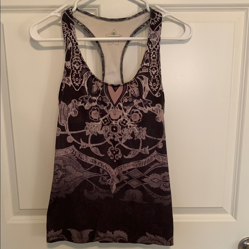 Pure Karma Gray & Purple Patterned Women’s Yoga Practice Activewear Tank Top